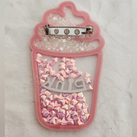 Pink Dessert Rhinestone Brooch Pin - Picture 2 of 7